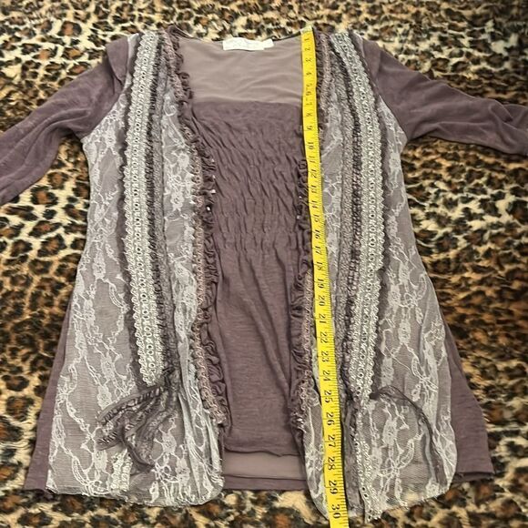 My Pretty Angel Fairy Whimsical Feminine Purple Lace Detailed Boho Romantic Top - Picture 6 of 10